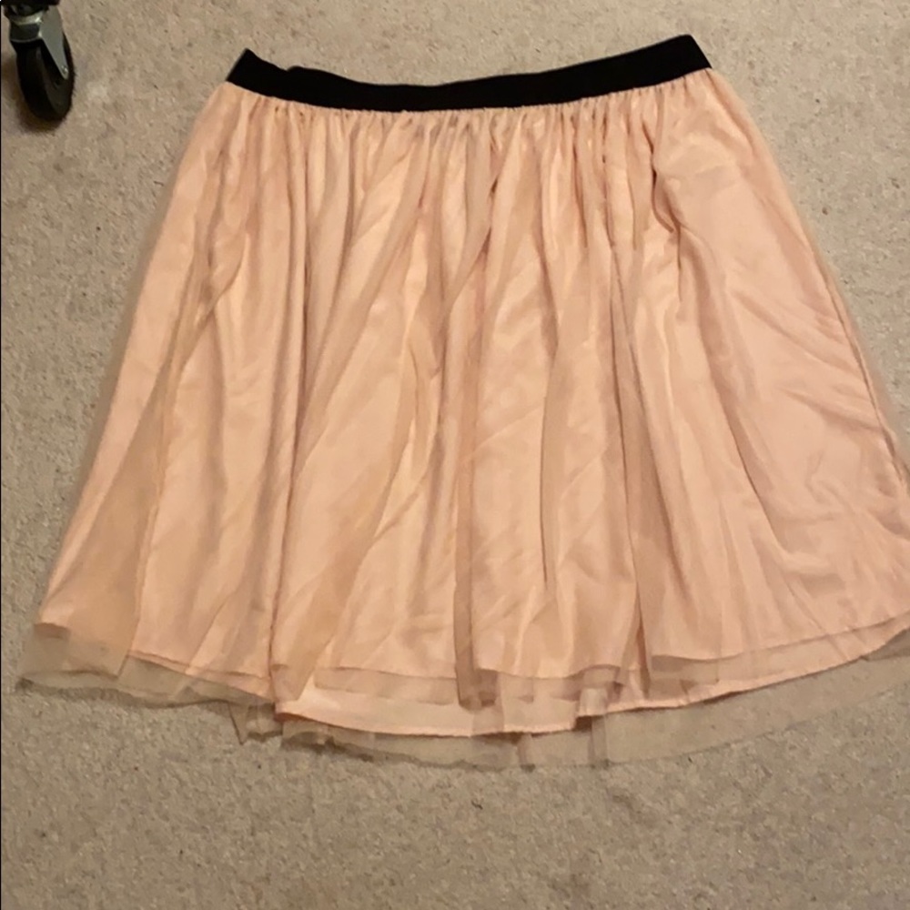 Pink tulle midi skirt